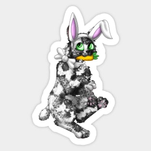 Bobtail BunnyCat: Salt & Pepper (White) Sticker